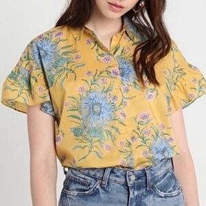 Madewell Floral Ruffle Sleeve Top